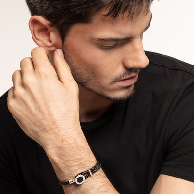 Thomas Sabo Bracelet Leather Strap Disc Black