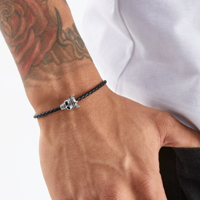 Thomas Sabo Leather Bracelet Black Skull