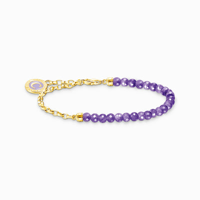 Thomas Sabo Member Charm Bracelet With Violet Beads Yellow-Gold Plated