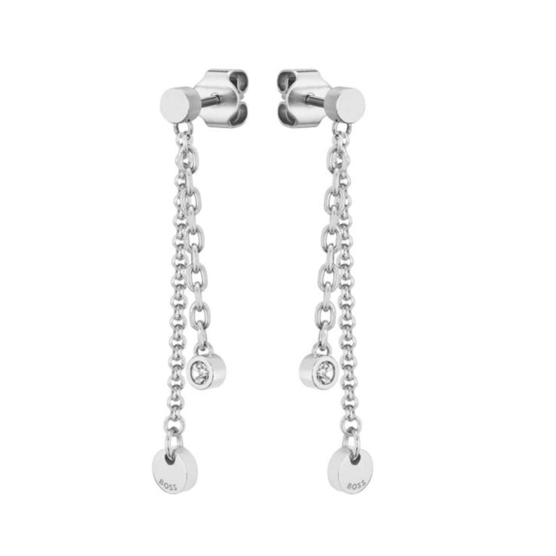 BOSS Stainless Steel Iris Drop Earrings