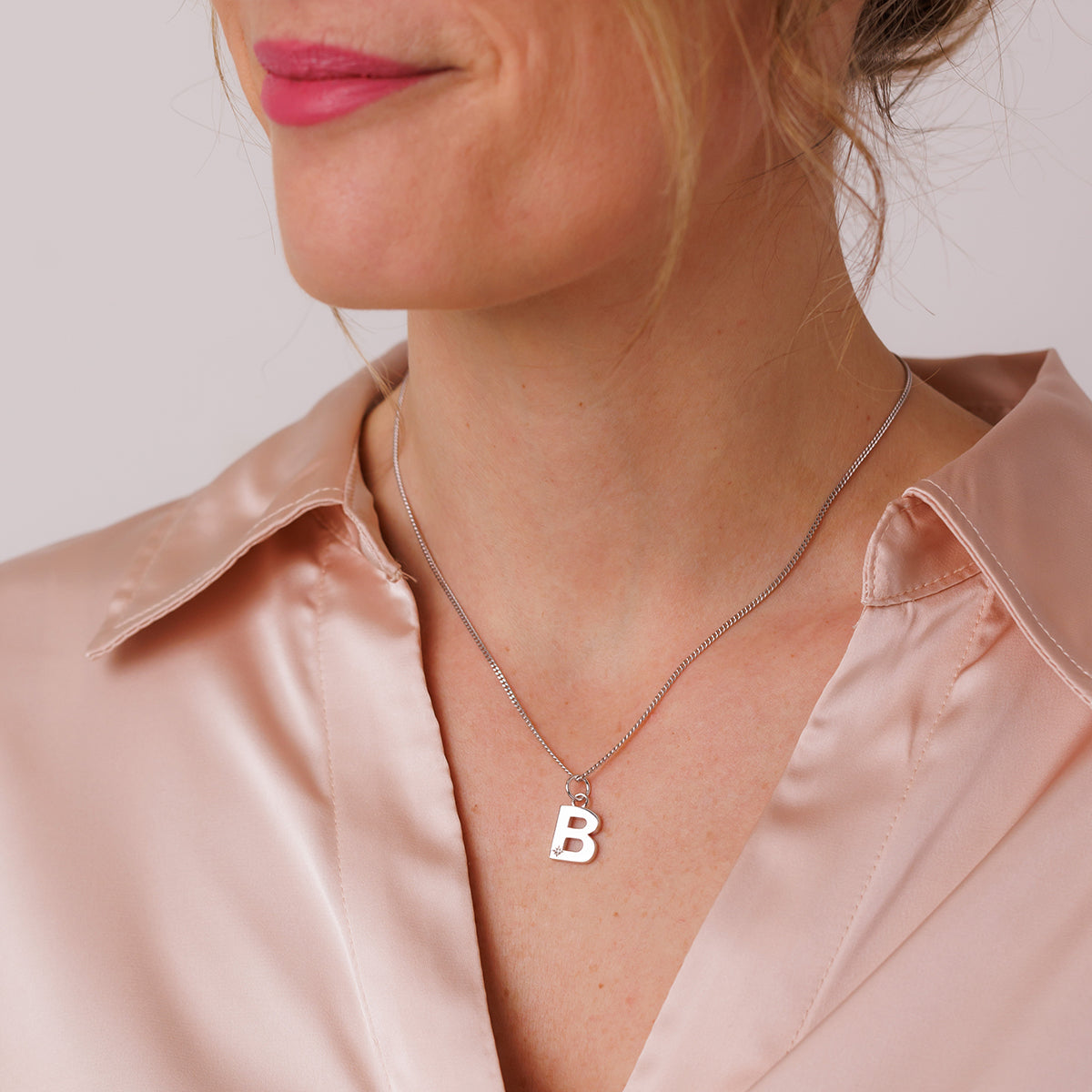 Steff Silver & Diamond Initial Pendants