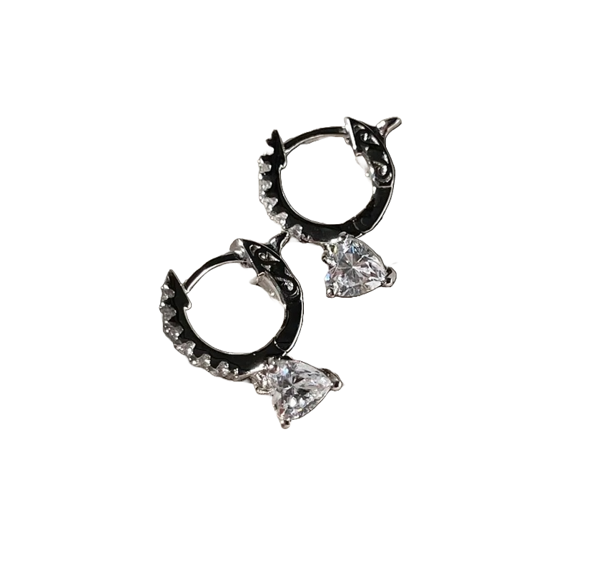 CARAT* London Sterling Silver Amare Heart Hoop Earrings