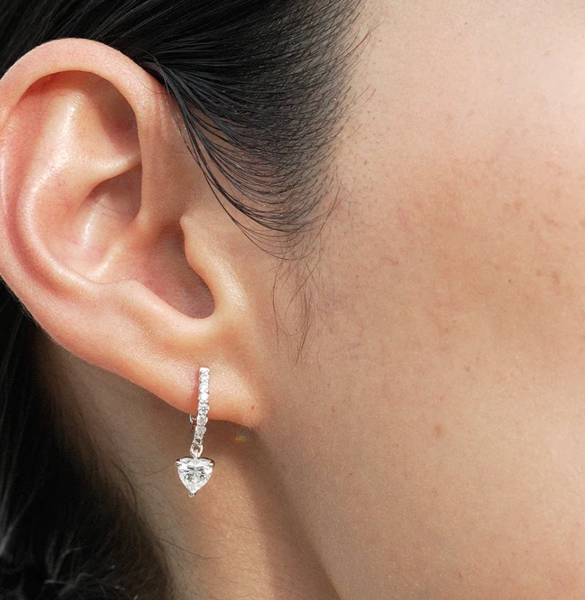 CARAT* London Sterling Silver Amare Heart Hoop Earrings