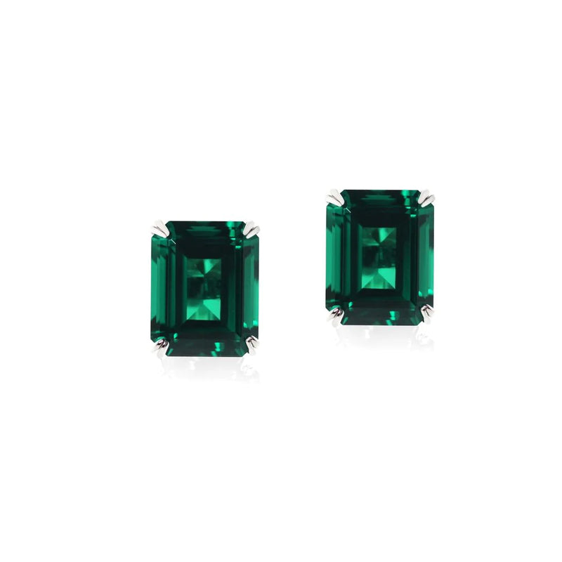 CARAT* London 9K White Gold Fulton Emerald Green Earrings