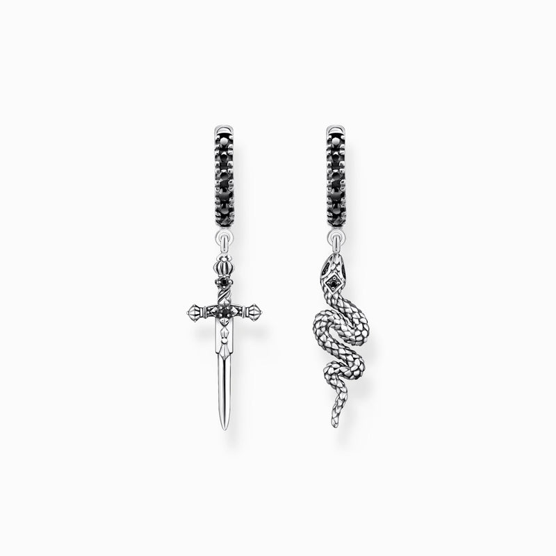 Thomas Sabo Hoop Earrings Blackened Snake And Sword