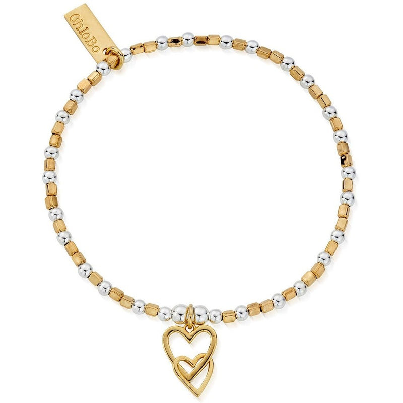 ChloBo Gold Plated & Silver Interlocking Love Heart Bracelet