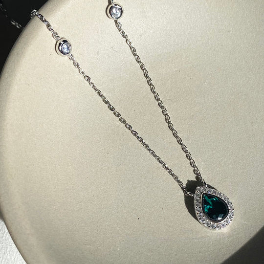 CARAT* London Sterling Silver Emile Emerald Green Necklace