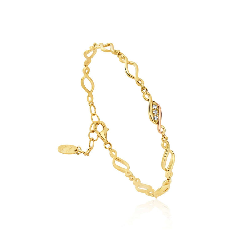 Clogau Past Present Future Multi-Link Bracelet 9CT gold and diamond