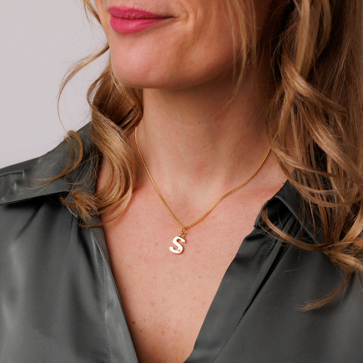 Steff Yellow Gold Vermeil & Diamond Initial Pendants