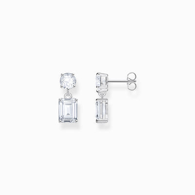 Thomas Sabo Silver Earrings With White Zirconia In Different Cuts