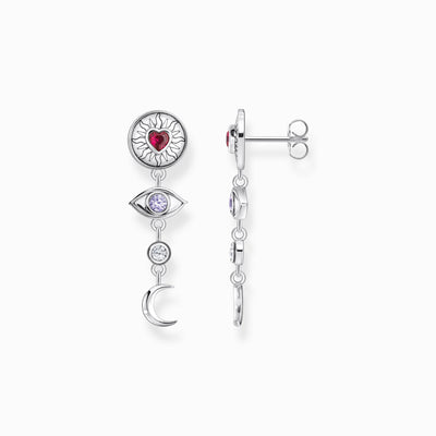 Thomas Sabo Silver Earrings With Different 3D Symbols And Colorful Stones