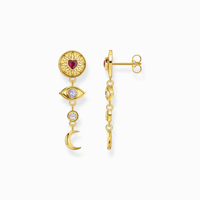 Thomas Sabo 18ct Yellow Gold Plated 3D Symbol & Colourful Earrings