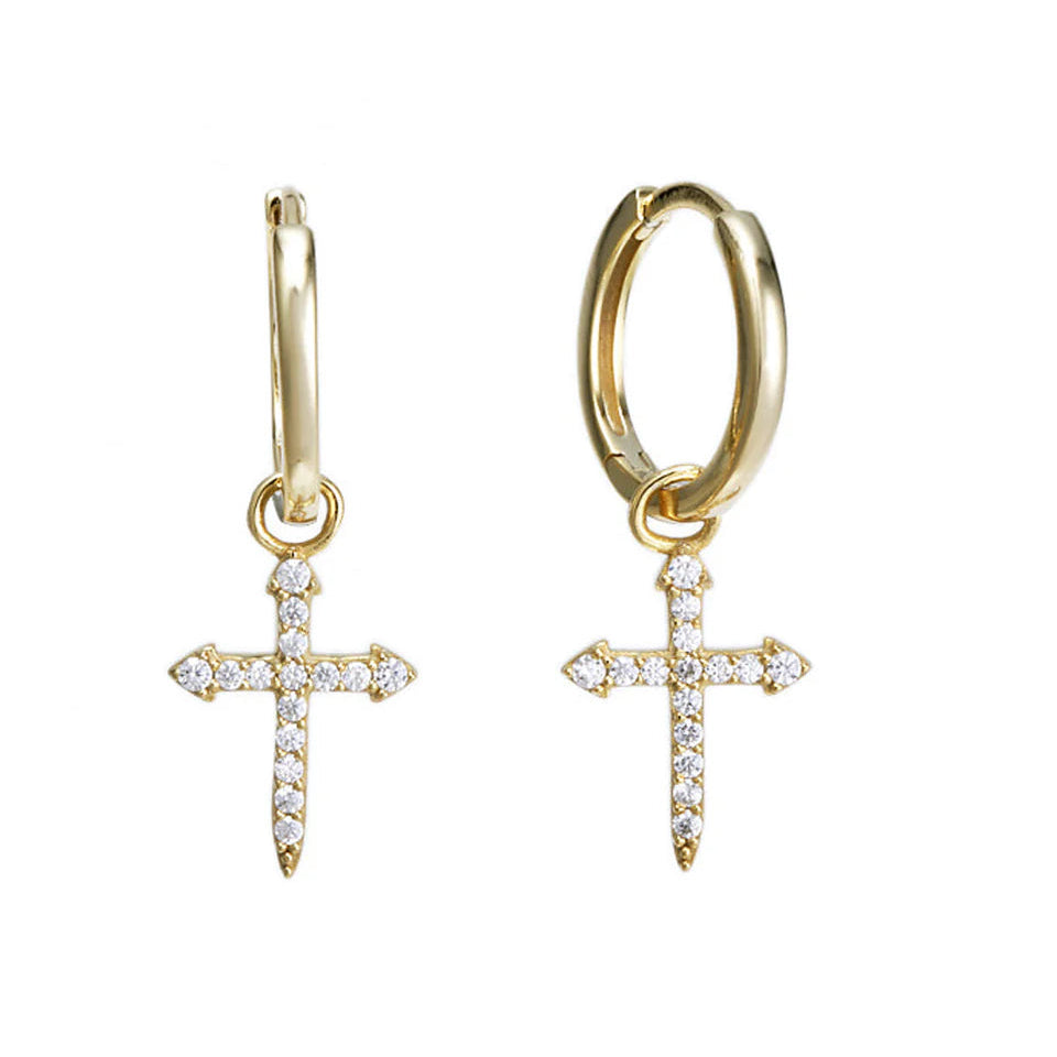 Georgini A Christmas Journey Gold Plated Cross Hoop Earrings