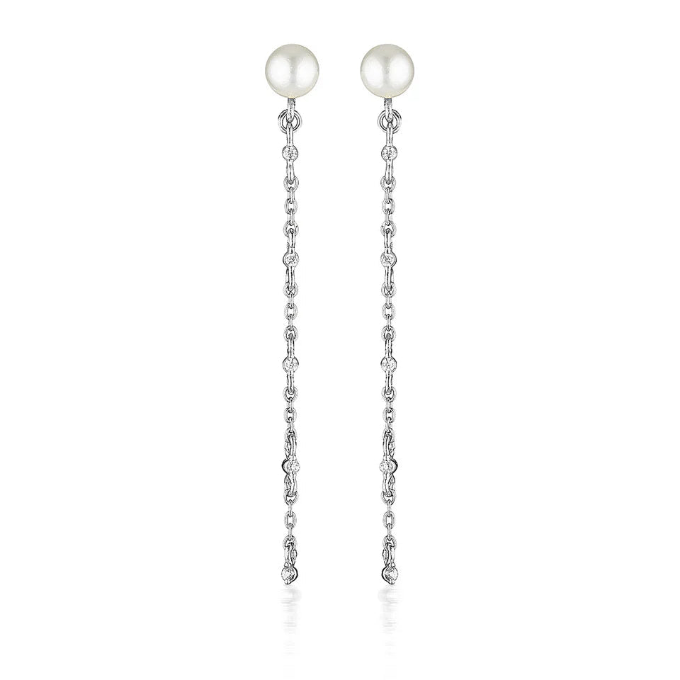 Georgini Red Carpet Silver & Pearl Globe Drop Earrings