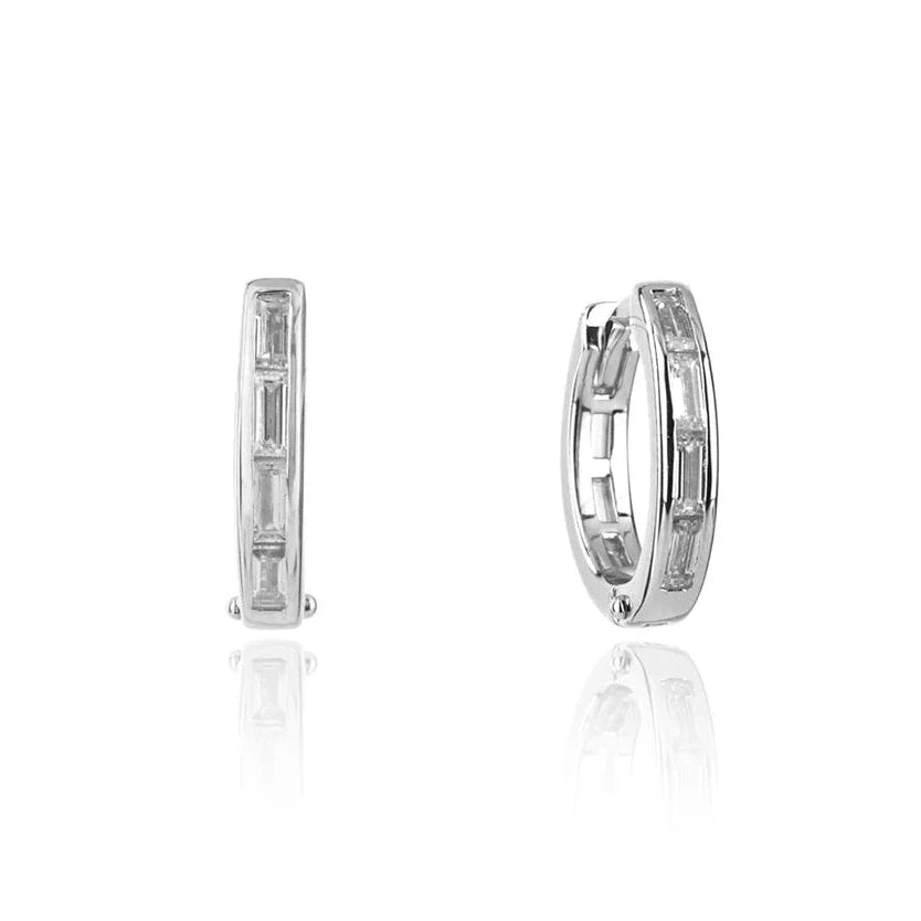 Georgini Baguette CZ Sterling Silver Hoop Earrings