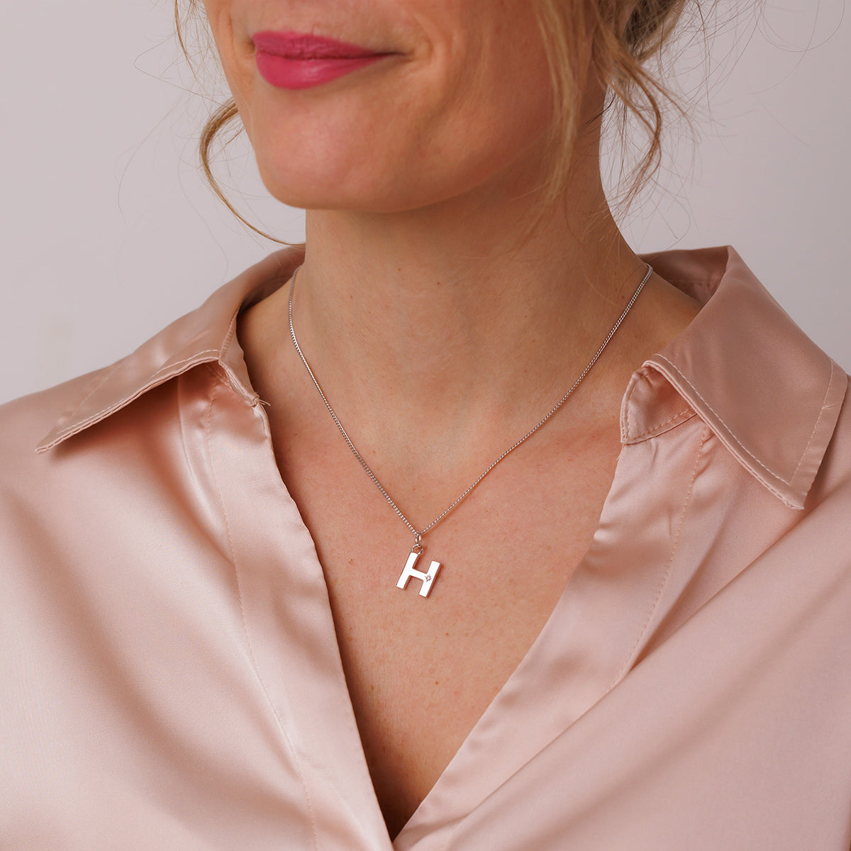 Steff Silver & Diamond Initial Pendants