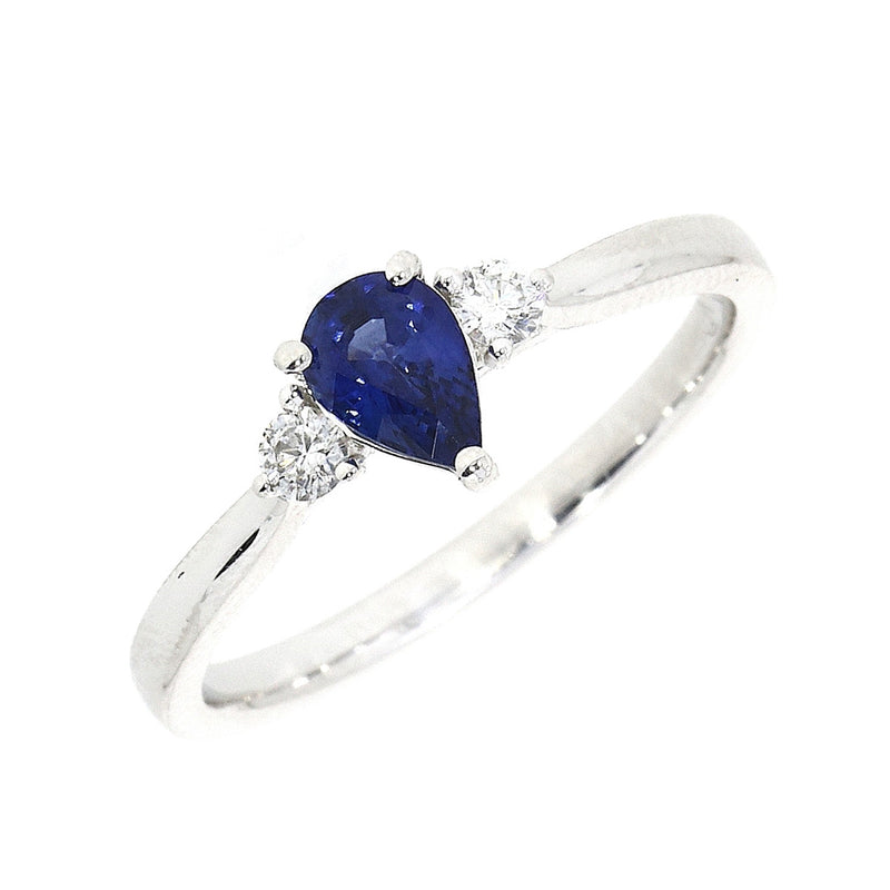 18ct White Gold Sapphire & Diamond 3 Stone Engagement Ring