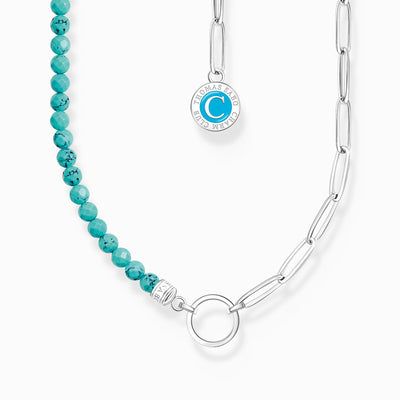 Thomas Sabo Silver Member Charm Necklace With Turquoise Beads & Charmista Disc