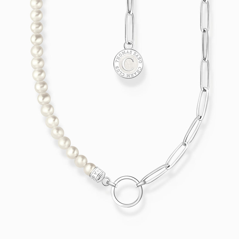 Thomas Sabo Silver Member Charm Necklace With White Pearls & Charmista Coin