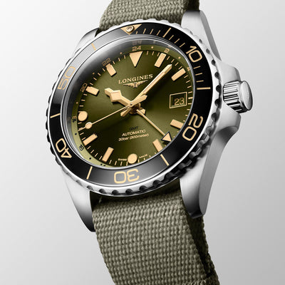 Longines HydroConquest GMT 41mm Sunray Green Dial Automatic Men's Watch - Steffans Jewellers