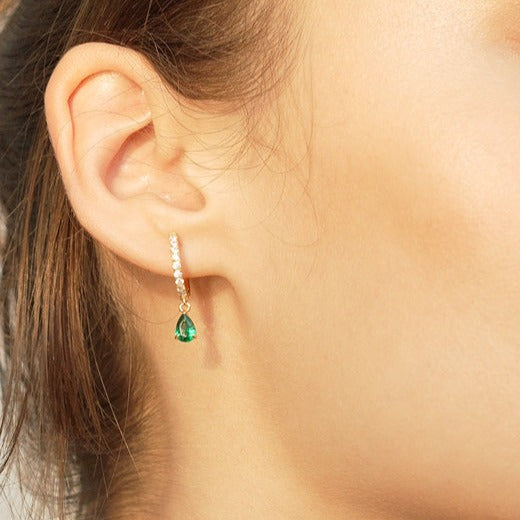 CARAT* London Sterling Silver & Emerald Leni Hoop Earring