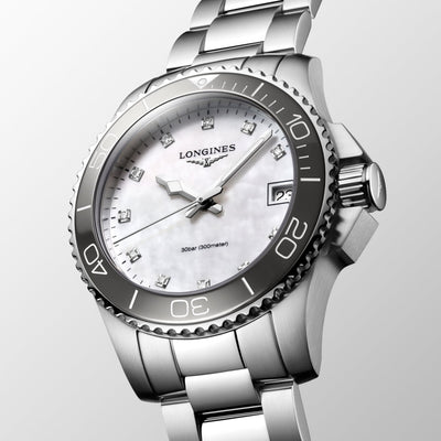 Longines HYDROCONQUEST 32mm White Mother of Pearl Quartz Women's Watch