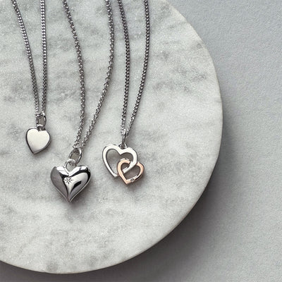 Steff Bloomsbury Silver and Diamond Interlocking Hearts Pendant