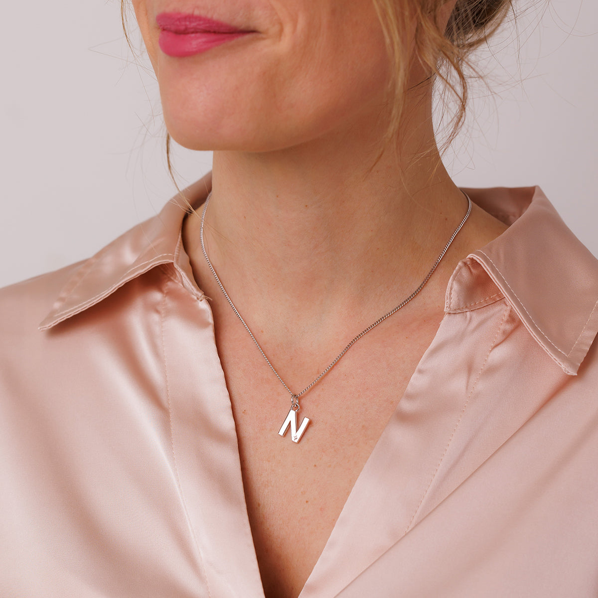 Steff Silver & Diamond Initial Pendants