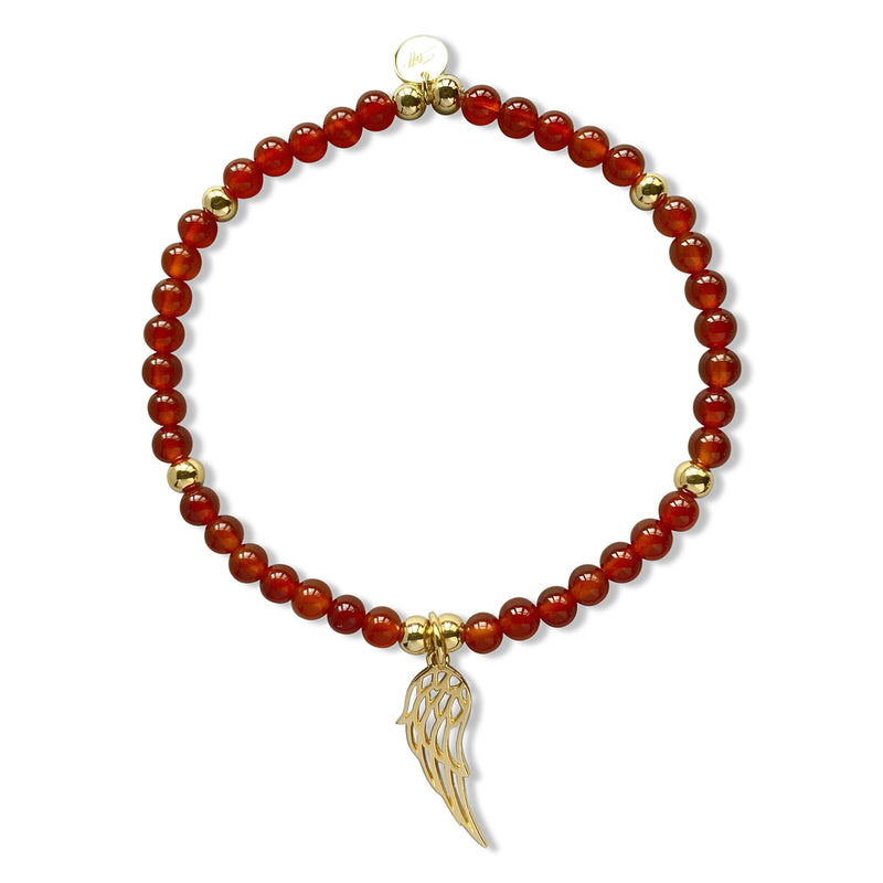 Steff Carnelian Gemstone Bead Bracelet with Angel Wing Charm