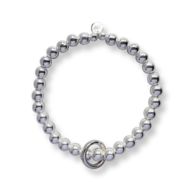 Steff Silver Bead Charm Bracelet with Interchangeable Charm Link