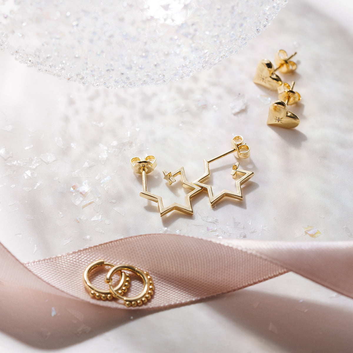 Steff Sterling Silver Granulated Huggie Earrings