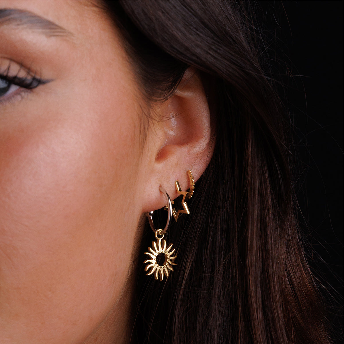 Steff Sterling Silver Granulated Huggie Earrings