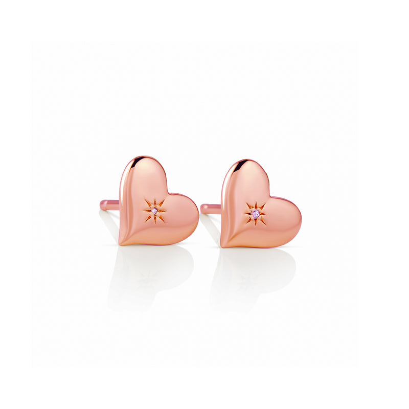Steff Diamond Heart Stud Earrings