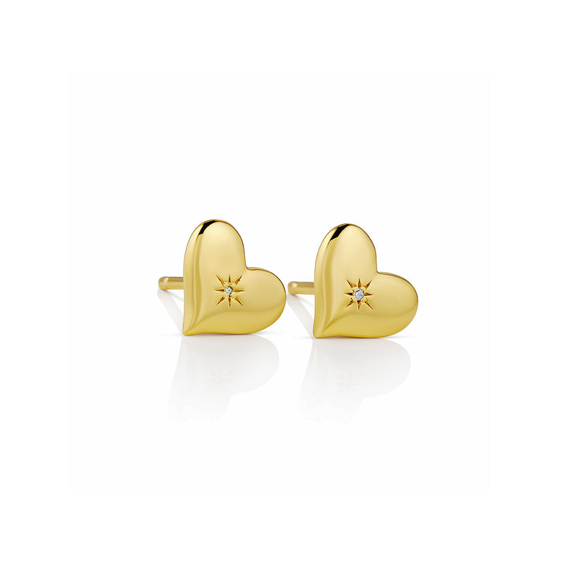 Steff Diamond Heart Stud Earrings