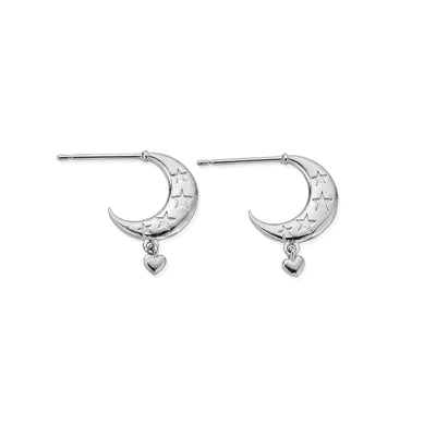 ChloBo Sterling Silver Love By The Moon Huggie Hoop Earrings