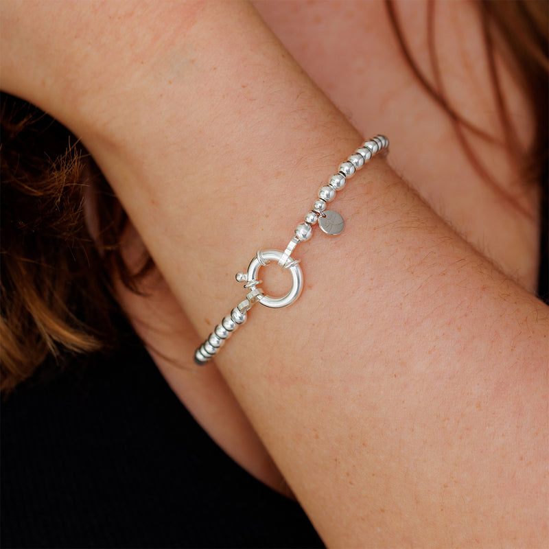 Steff Silver Charm Bracelet With Oversized Bolt Ring Clasp