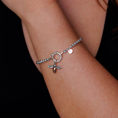 Steff Silver Charm Bracelet With Oversized Bolt Ring Clasp