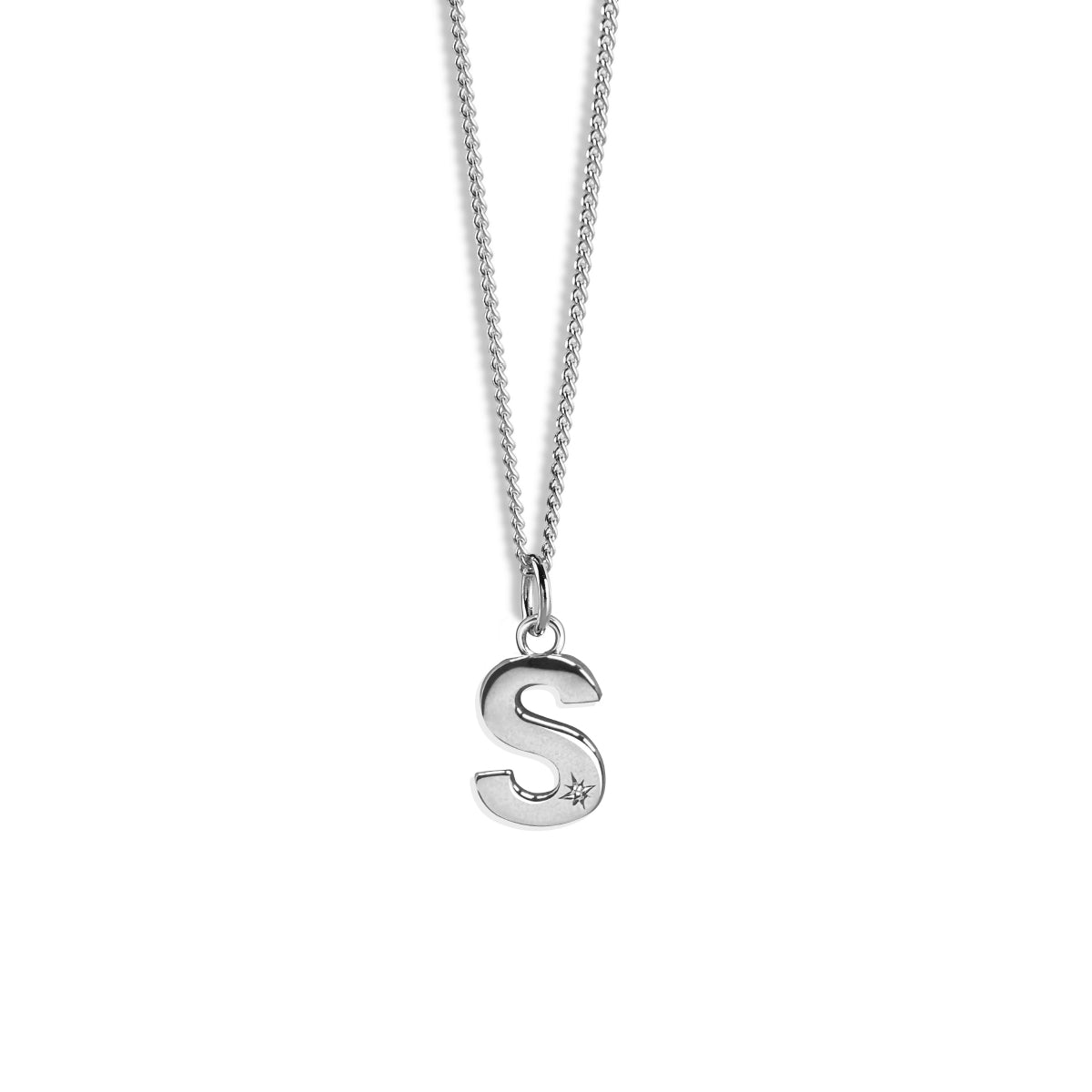 Steff Silver & Diamond Initial Pendants