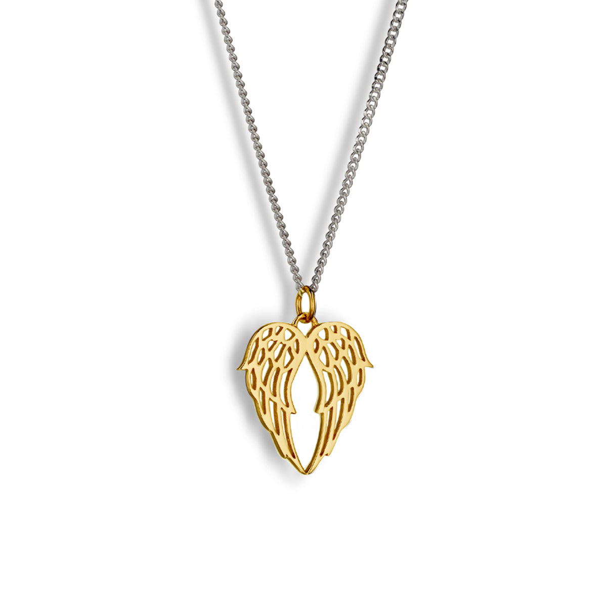 Steff Highgate Yellow Gold Vermeil Angel Wings Heart Pendant and Chain