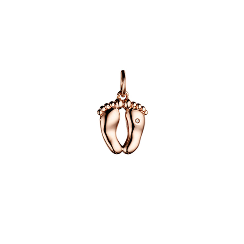 Steff Bloomsbury Rose Gold Vermeil & Diamond Baby Feet Charm