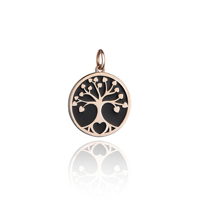 Steff Rose Gold Vermeil & Black Enamel Tree of Life Pendant