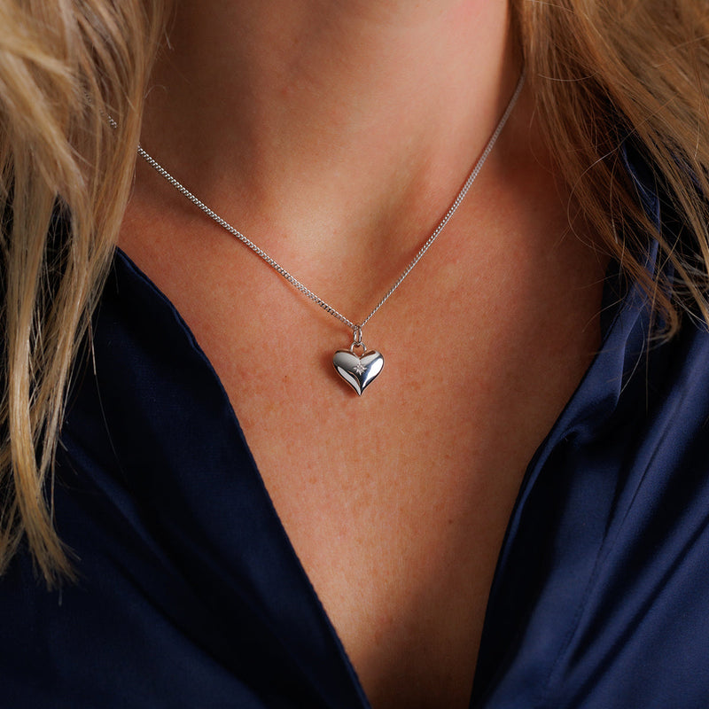 Steff Silver & Diamond Heart Charm