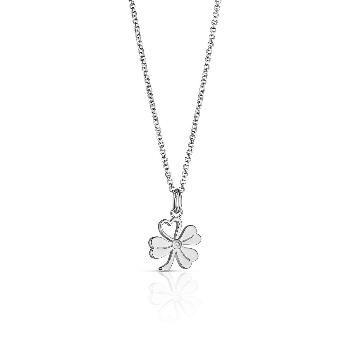 Steff Silver Diamond Lucky Clover Pendant