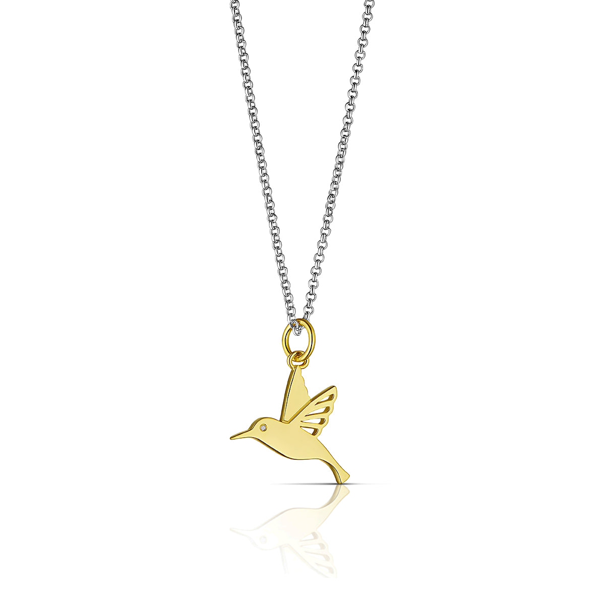Steff Yellow Gold Vermeil & Diamond Hummingbird Pendant