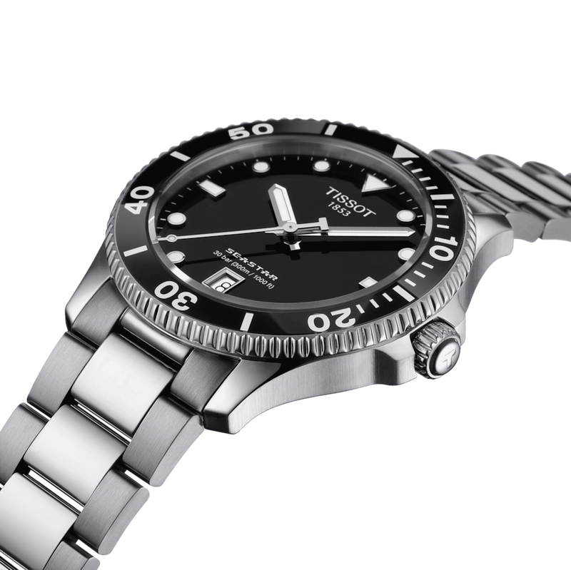Tissort Seastar 1000 40mm Black Swiss Quartz Unisex Watch