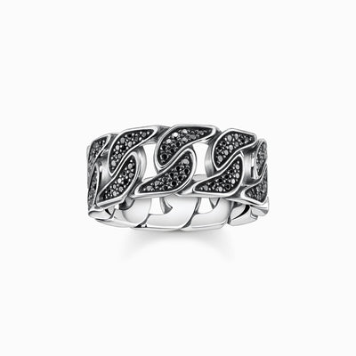 Thomas Sabo Ring Blackened Links With Black Stones