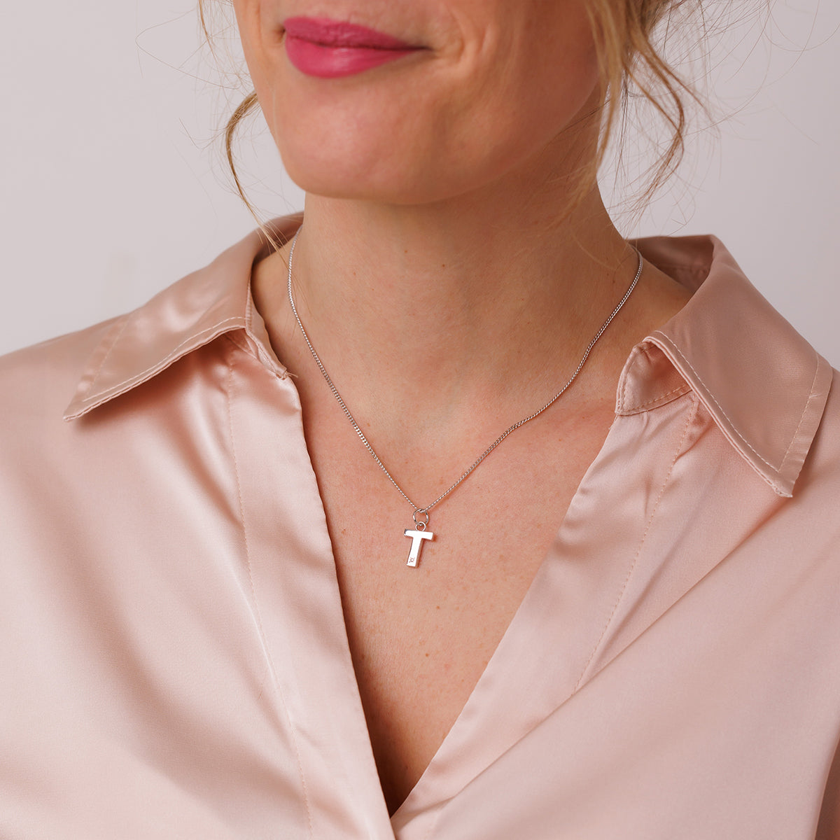 Steff Silver & Diamond Initial Pendants