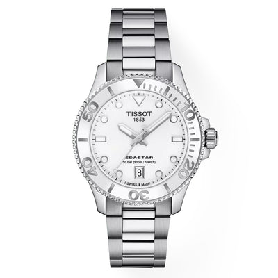 Tissot Seastar 1000 White Dial Stainless Steel Ladies Watch