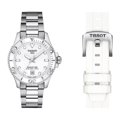 Tissot Seastar 1000 White Dial Stainless Steel Ladies Watch