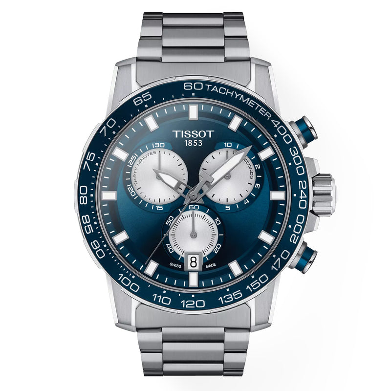 Tissot Supersport Chrono Blue Dial Stainless Steel Men&